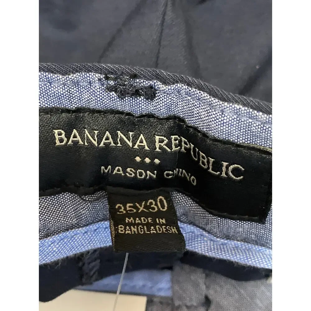 NEW Banana Republic Mason Men's Blue Tapered Chino Khaki Trousers Pants Size 35